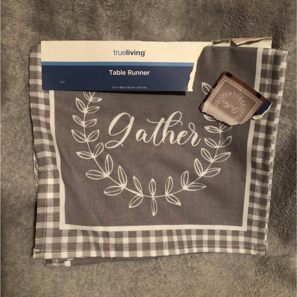 True Living Gray Table Runner